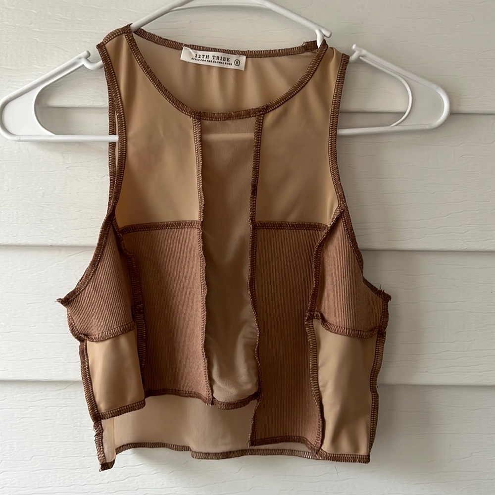 12th Tribe patchwork crop top size small